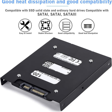 SSD Mounting Bracket 2Pack, 2.5'' SSD HDD to 3.5" Metal Mounting Adapter Hard Drive Holder for PC