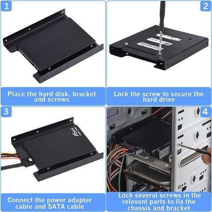 SSD Mounting Bracket 2Pack, 2.5'' SSD HDD to 3.5" Metal Mounting Adapter Hard Drive Holder for PC