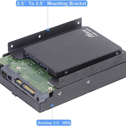 SSD Mounting Bracket 2Pack, 2.5'' SSD HDD to 3.5" Metal Mounting Adapter Hard Drive Holder for PC