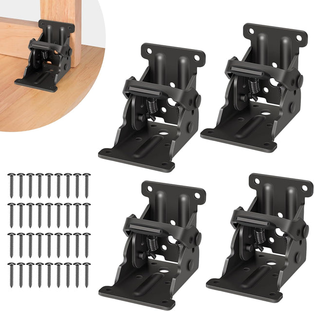 4 Pack Folding Brackets Self-Lock Hinge with Screws for Folding Table Legs Lock Extension Support Bracket