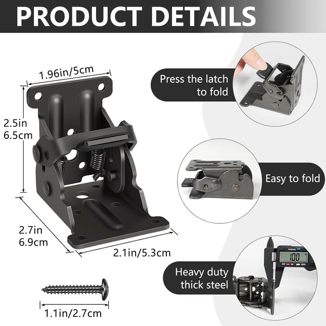 4 Pack Folding Brackets Self-Lock Hinge with Screws for Folding Table Legs Lock Extension Support Bracket – product detail