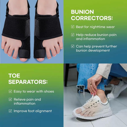 Recovist Bunion Brace - Adjustable Orthopedic Splint for Hallux Valgus Correction & Pain Relief, Day & Night Wear Support for Men & Women (2PC)