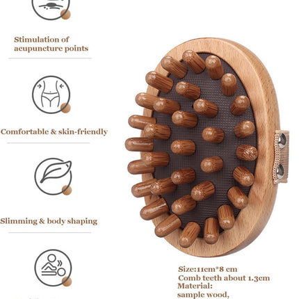 Meridian Pressure Brush, Wood Therapy Massage Tools for Belly Fat, Handheld Wooden Massager Body Brush for Cellulite Remover, Body Shaping and Muscle Pain Relief (2 PCS)