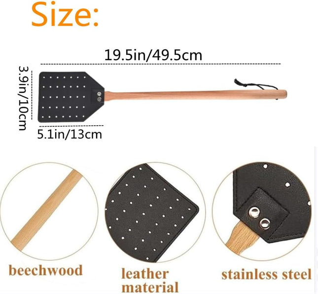 2Pcs Fly Swatter Heavy Duty Fly Swatter with Long Wood Handle and Hanging Rope Durable for Indoor Outdoor – product detail