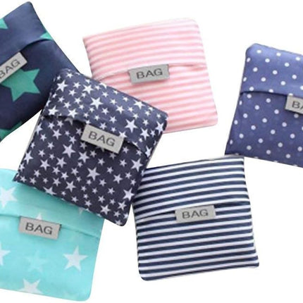 4 Pack Foldable Shopping Bags Reusable Eco-friendly Grocery Tote Bags Shopper Bag Folding into Attached Pouch (Random color)