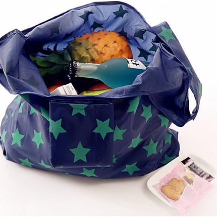 4 Pack Foldable Shopping Bags Reusable Eco-friendly Grocery Tote Bags Shopper Bag Folding into Attached Pouch (Random color)