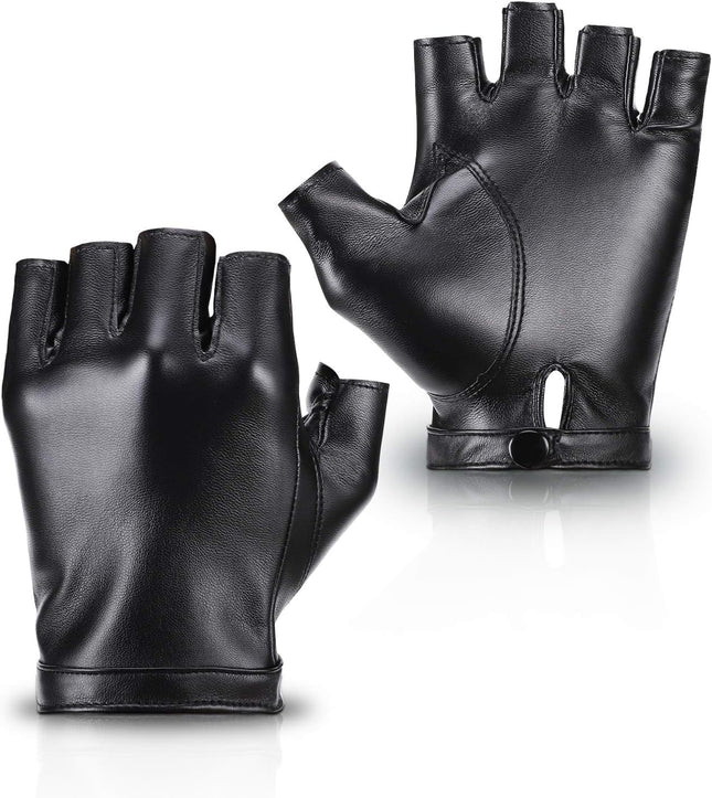 Fingerless PU Faux Leather Gloves Driving Gloves Outdoor Sports Cosplay Costume Half Finger Glove for Women