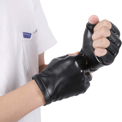 Fingerless PU Faux Leather Gloves, Driving Gloves Outdoor Sports Cosplay Costume Half Finger Glove for Women Men Teens