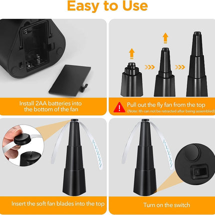 2 Pcs Picnic Fly Fans for Tables,Fly Repellent Fan Indoor Outdoor with Holographic Blades Keep Flies Away,Suitable for Picnic, Party, Restaurant, Kitchen