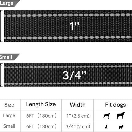 6FT Reflective Dog Leash with Soft Padded Handle for Training,Walking Lead for Large & Medium Dog,1 Inch Wide,Black