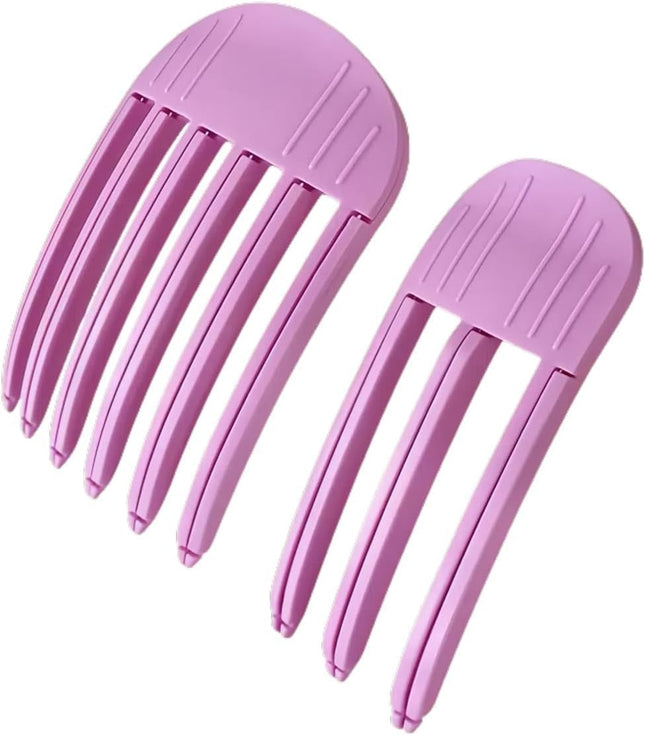 2 Pcs Wind Shaping Styling Comb for Fluffy Bangs No-Trace Hair Root Lifting Hair Volume Clip (Rose in Red
