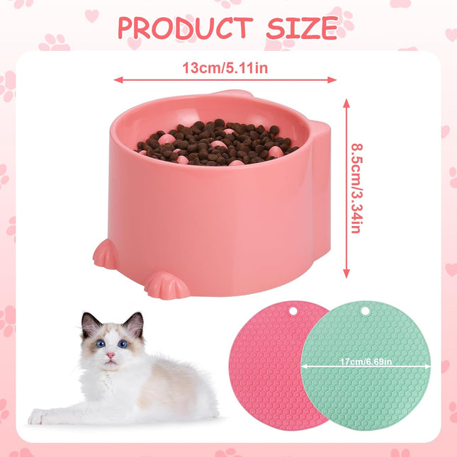 2-Pack Slow Feeder Cat Bowls Raised Elevated Design with Anti-Slip Base & Ergonomic Neck Relief – product detail