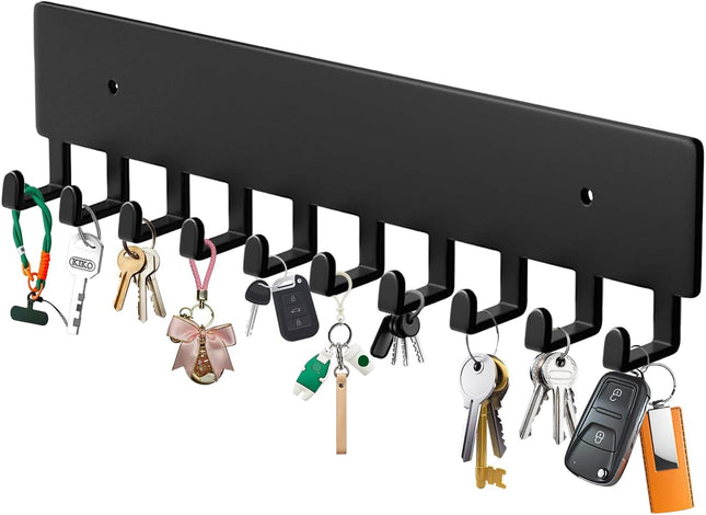 Wall Mount Key Holder with 10 Hooks Key Rack for Entryway Hallway Office Kitchen Screw Mounted Durable Key