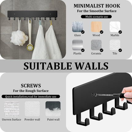Wall Mount Key Holder with 10 Hooks – Key Rack for Entryway, Hallway, Office, Kitchen – Screw Mounted, Durable Key Organizer