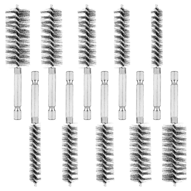 10 Pieces of Wire Brush Drilling Cleaning Brush Set Stainless Steel Hole Cleaning Brush 1/4