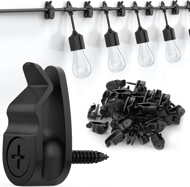 Outdoor String Lights Clips Weatherproof Cable Hanger Hooks for Hanging Fairy Lights Holiday Decor