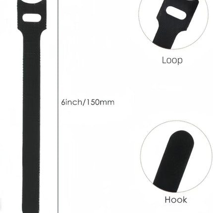 100 PCS 6 Inches Reusable Cable Ties, Adjustable Wire Ties, Cable Organizer, Cord Wrap and Hook Loop Cords Management for Organizing Home, Office, Data Centers（Black）