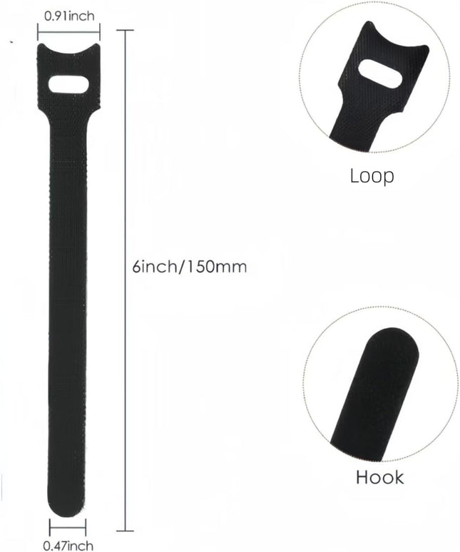 100 PCS 6 Inches Reusable Cable Ties Adjustable Wire Ties Cable Organizer Cord Wrap and Hook – product detail
