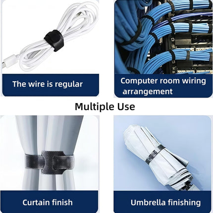 100 PCS 6 Inches Reusable Cable Ties, Adjustable Wire Ties, Cable Organizer, Cord Wrap and Hook Loop Cords Management for Organizing Home, Office, Data Centers（Black）