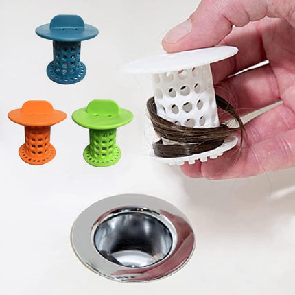 New Handle Bathroom Drain Hair Catcher Bath Stopper Plug Sink Strainer Filter Sewer Dredge Device Shower Hair Stopper (Pack of 4) Green-Blue-White-Orange 1.5 inch to 1.75 inch