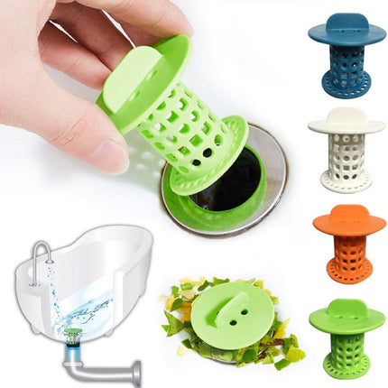 New Handle Bathroom Drain Hair Catcher Bath Stopper Plug Sink Strainer Filter Sewer Dredge Device Shower Hair Stopper (Pack of 4) Green-Blue-White-Orange 1.5 inch to 1.75 inch