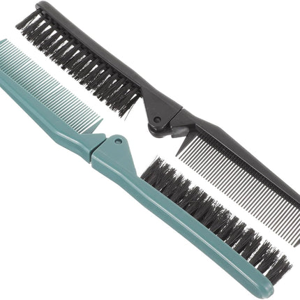 2Pcs Small Double Folding Hair Brush： Hair Styling Salon Brush Comb Folding Comb Double Use Comb for Curly And Straight Hair