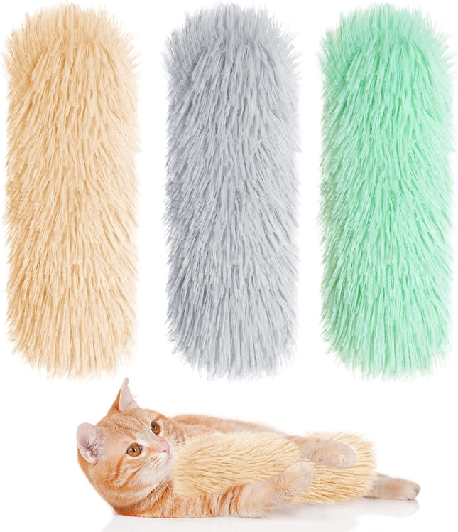 3pcs Cat Toys Cat Pillows Catnip Toys Interactive Cat Kicker Toy Soft and Durable Plush Fabric (Gray Beige