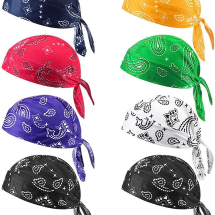 8Pcs Do Rag Skull Cap Bandana Hat Doo Rags Beanie Cooling Sweat Wicking Head Wraps Cycling Helmet Liner