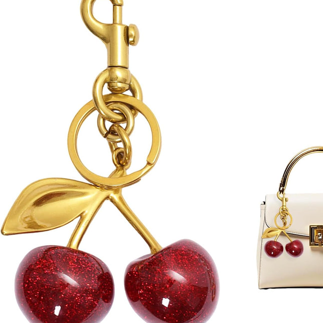 Women Purse Vintage Pearl Sweet Cherry Bag Charm Keychain Decor for Women Handbag