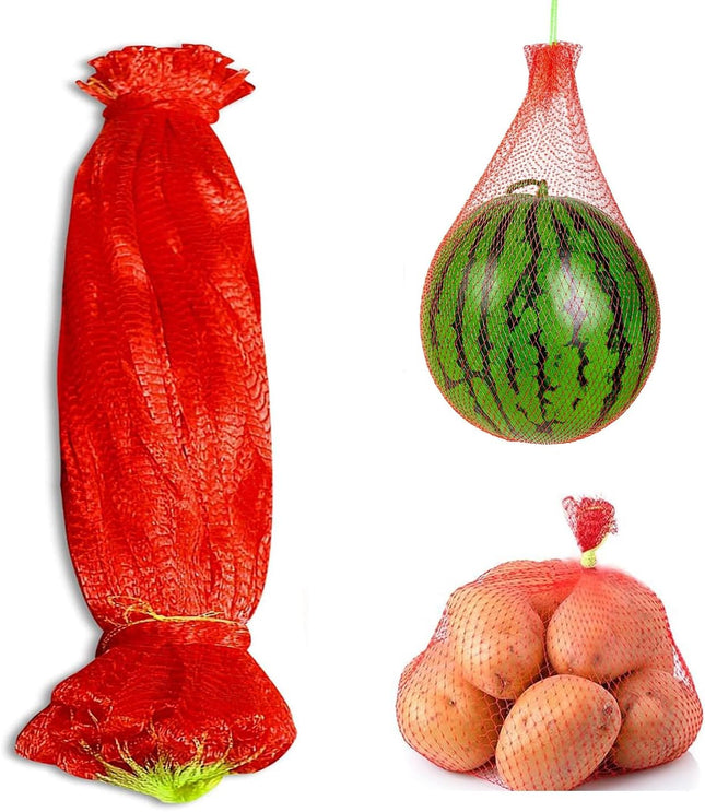 100Pcs Resuable Nylon Mesh Bags Red Hanging Watermelon Net Bag 13.8 L Thicker Reusable Fruit