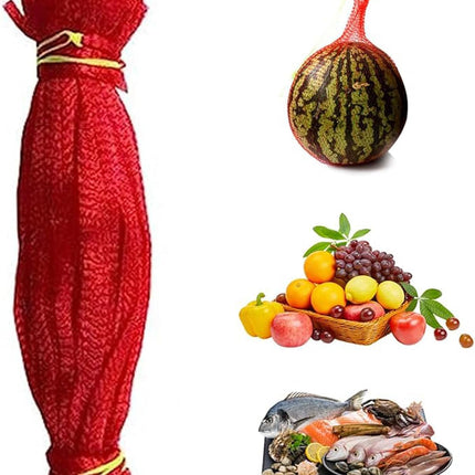 100Pcs Resuable Nylon Mesh Bags,Red Hanging Watermelon Net Bag,13.8"L Thicker Reusable Fruit Net Bag for Hanging Watermelon,Honeydew Melon,Vegetables,Load Capacity 1.5kg