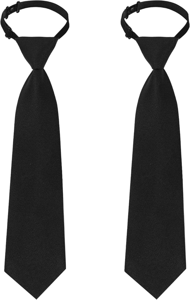 2pcs Boy's Necktie Pre-tied Adjustable Neck Strap Tie for Wedding Graduation School Uniforms