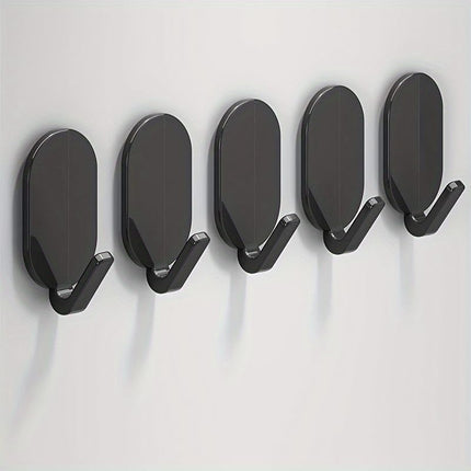 Heavy-Duty Adhesive Wall Hooks, 10-Pack - No-Drill, Damage-Free Installation for Multi-Purpose Use in Bathroom, Kitchen & More - Strong Hold, Black