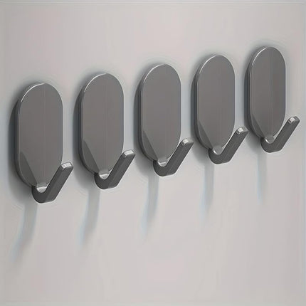 Heavy-Duty Adhesive Wall Hooks, 10-Pack - No-Drill, Damage-Free Installation for Multi-Purpose Use in Bathroom, Kitchen & More - Strong Hold, Black