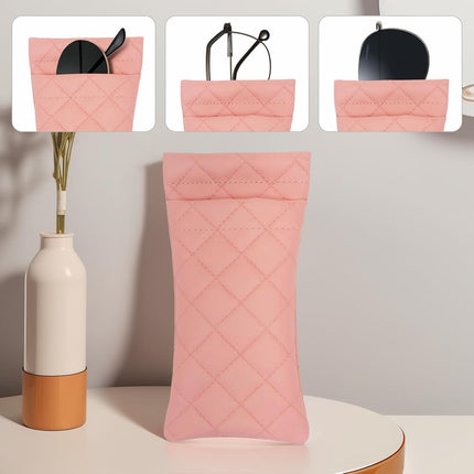 2 Pcs Double Glasses Case, PU Leather Double Eyeglass Case Large Squeeze Top Portable Sunglass Case For Women Men