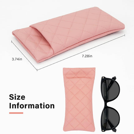 2 Pcs Double Glasses Case, PU Leather Double Eyeglass Case Large Squeeze Top Portable Sunglass Case For Women Men