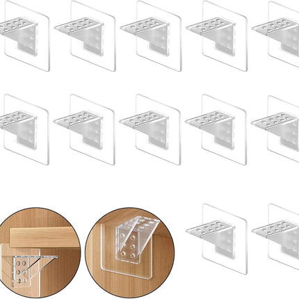 12Pcs Punch Free Shelf Support Peg，Self Adhesive Support Shelf Bracket，Strong Load Bearing for Shelves Kitchen Cabinet Book Closet,Solid Shelf Bearing 15kg