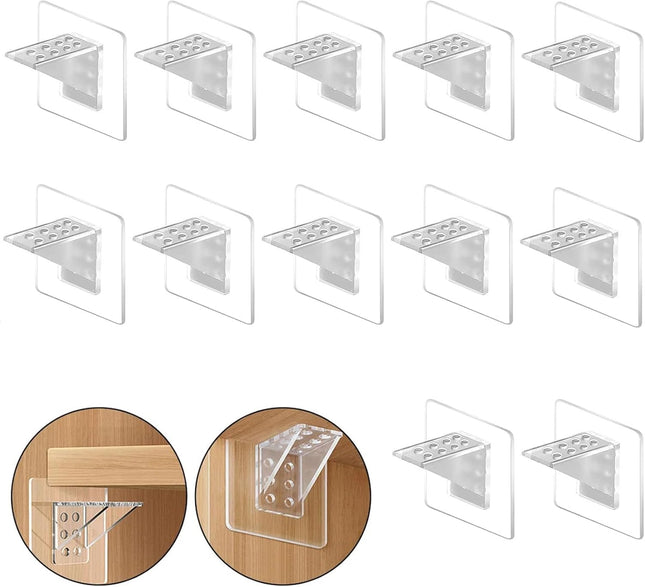 12Pcs Punch Free Shelf Support Pegï1 4ŒSelf Adhesive Support Shelf Bracketï1 4ŒStrong Load Bearing