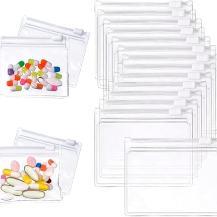 14 Pcs Zippered Pill Pouch Bags, Slide Lock Clear Plastic Mini Bags，Small Objects - Self-Sealing, Reusable, Travel-Friendly
