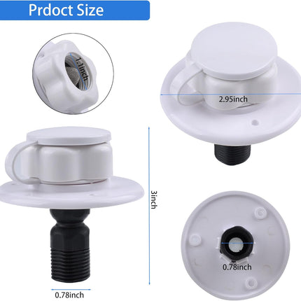 RV City Water Inlet with Check Valve, 1/2 inch BSP and G1/2 Thread RV Water Hose Connector with Dust Plug for RV Camper Trailer Marine RV City Water Connector