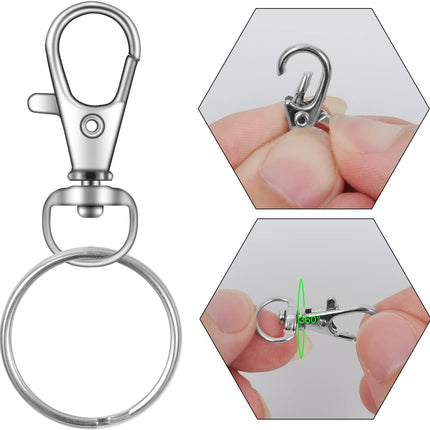 104PCS Swivel Lanyard snap Hook with Key Rings (Silver, 1.2inch(32mm))