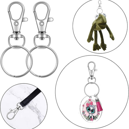 104PCS Swivel Lanyard snap Hook with Key Rings (Silver, 1.2inch(32mm))