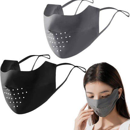 2Pcs Sun Protection Mask Breathable UV Masks UPF 50+ Face Mask for Women Reusable Soft Sunscreen Mask Washable Face Cover with Ear Hoops for Golf Cycling Sports,UV Masks