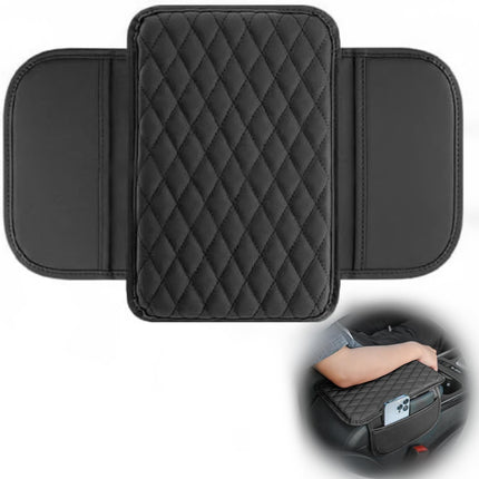 Thin Car Center Console Cover,Leather+Memory Foam Car Armrest Cover with 2 Storage Bags,Universal Car Storage Organizer Car Accessories Interior for Most Cars Trucks SUVs (Black)