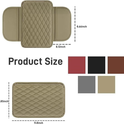 Thin Car Center Console Cover,Leather+Memory Foam Car Armrest Cover with 2 Storage Bags,Universal Car Storage Organizer Car Accessories Interior for Most Cars Trucks SUVs (Black)
