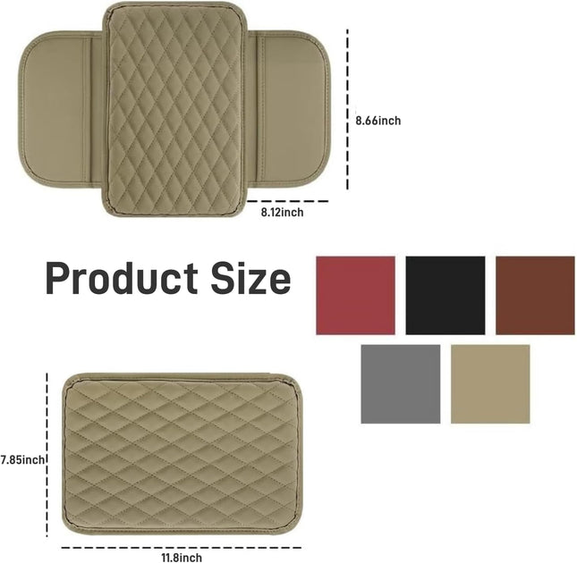 Thin Car Center Console Cover Leather Plus Memory Foam Car Armrest Cover with 2 Storage Bags – product detail