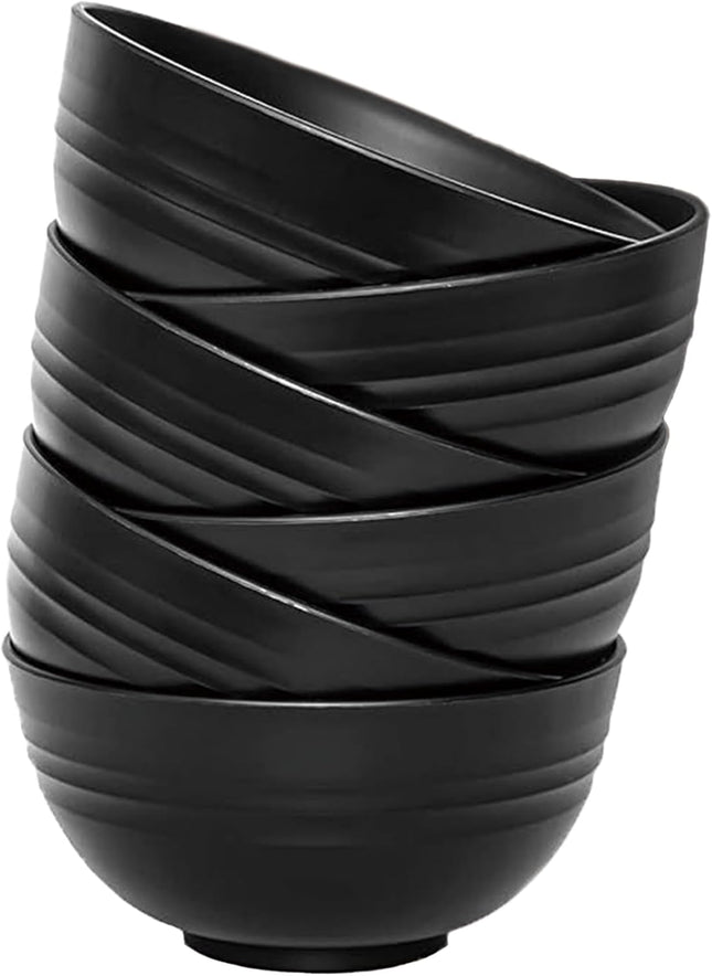 Unbreakable Wheat Straw Cereal Bowls Set of 6 24 oz Microwave and Dishwasher Safe Lightweight Soup in Black