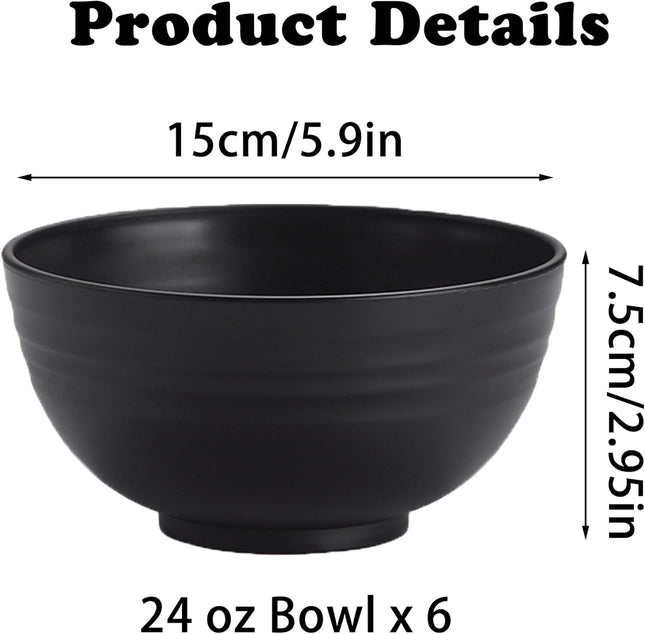 Unbreakable Wheat Straw Cereal Bowls Set of 6 24 oz Microwave and Dishwasher Safe Lightweight Soup – product detail