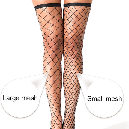 2 Pairs Fishnet Thigh High Stockings Sparkle Fish Nets for Women Sexy Pantyhose, Rhinestone Fishnets Stockings