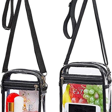 2-Pack Clear Bag Stadium Approved, Clear Crossbody Bag Purse Waterproof PVC Pocket（Style A :22 * 17 * 6cm+Style B: 20 * 15 * 5cm）